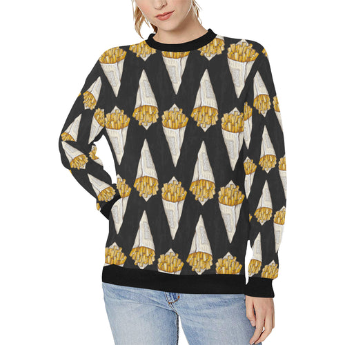 French fries dark background Women's Crew Neck Sweatshirt