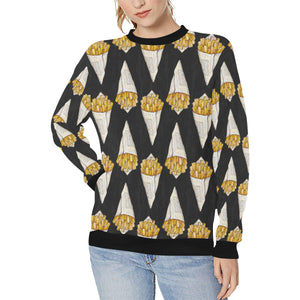 French fries dark background Women's Crew Neck Sweatshirt