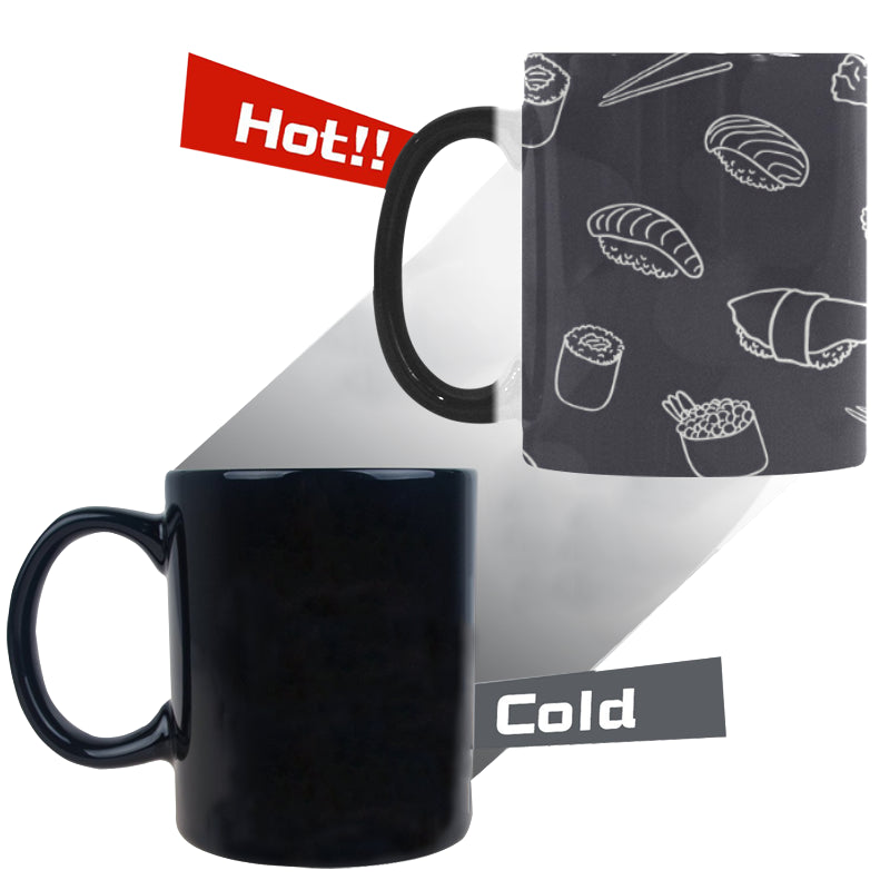 sushi pattern black background Morphing Mug Heat Changing Mug