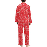 sushi pattern red background Men's Long Pajama Set