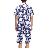 Alien Pattern Print Design 01 Men's V-Neck Short Pajama Set