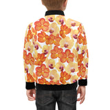 Orange yellow orchid flower pattern background Kids' Boys' Girls' Bomber Jacket