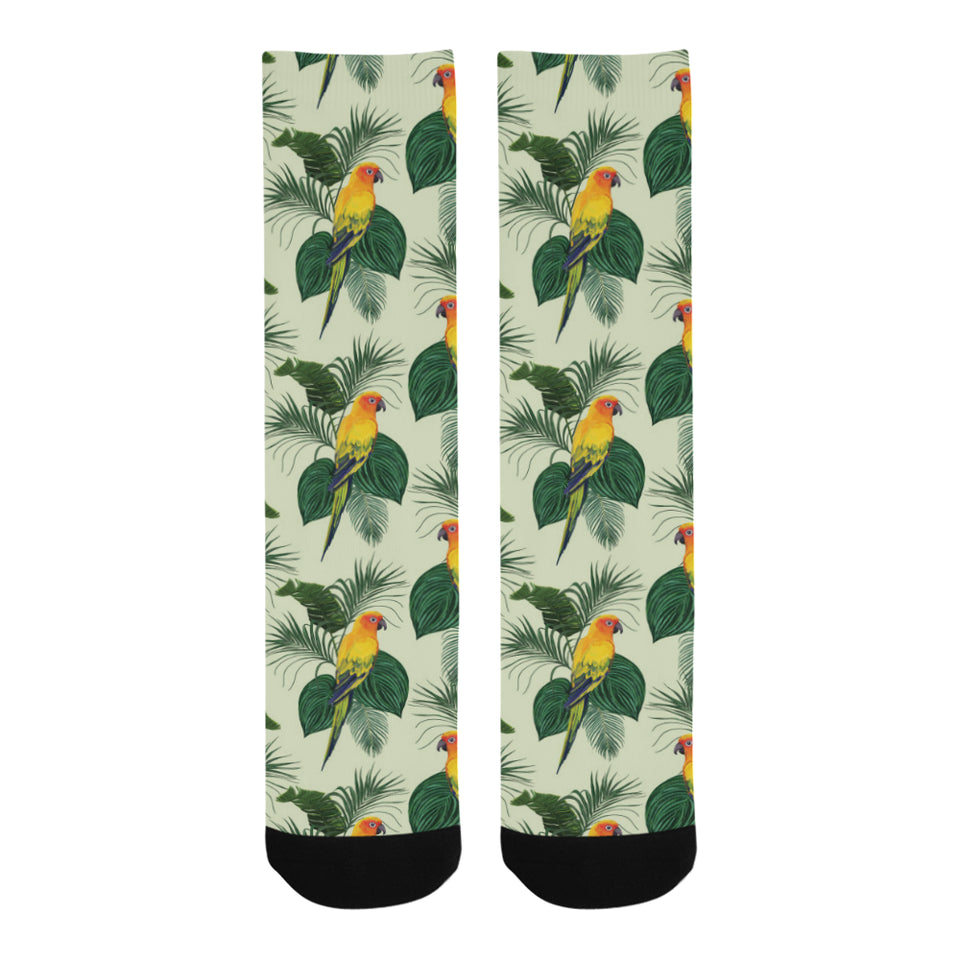 Beautiful parrot palm leaves pattern Crew Socks