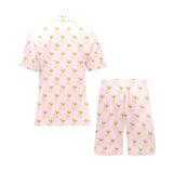 Golden Retriever Pattern Print Design 02 Men's V-Neck Short Pajama Set