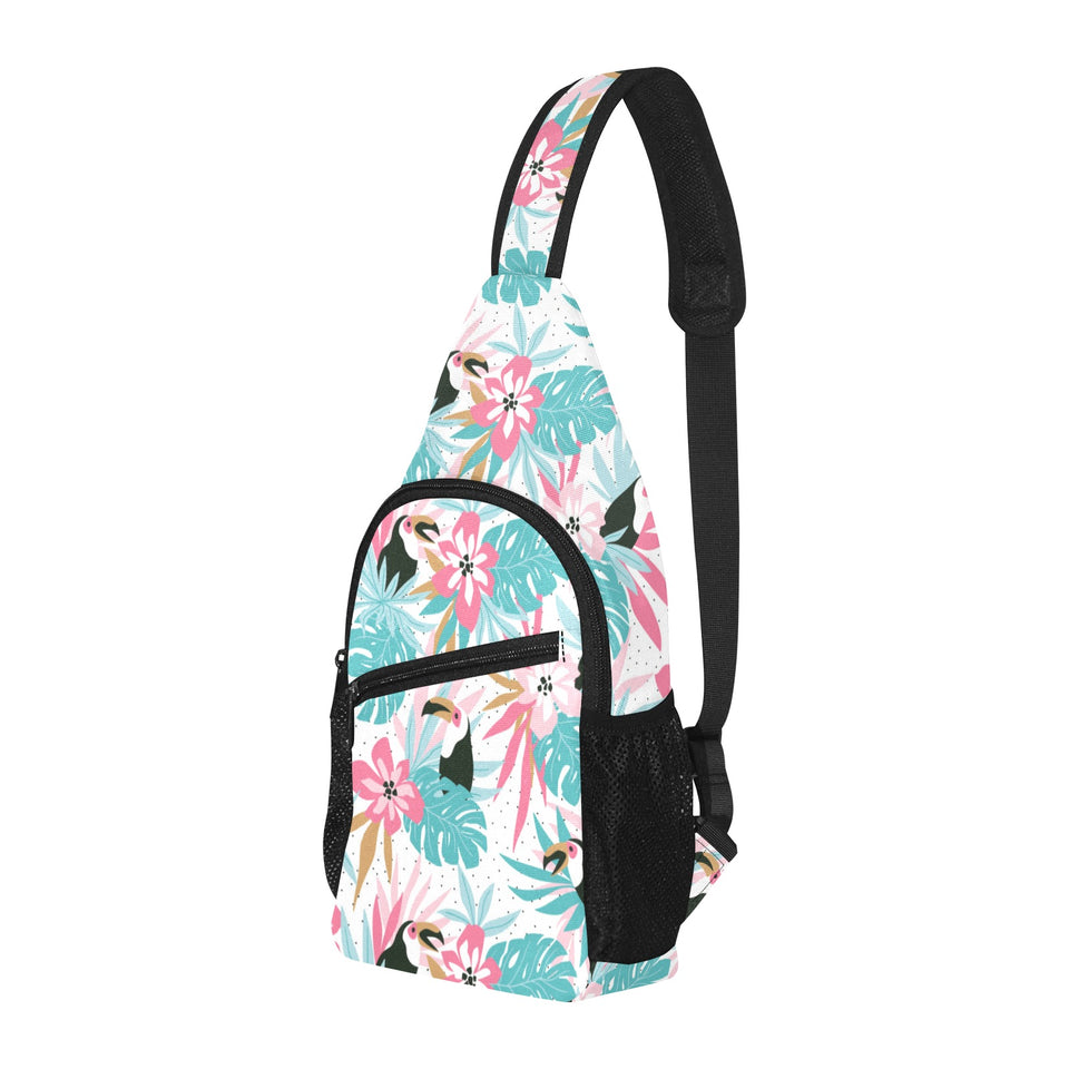 Toucan tropical flower leave pattern All Over Print Chest Bag