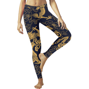 Gold dragon pattern Women's Legging Fulfilled In US