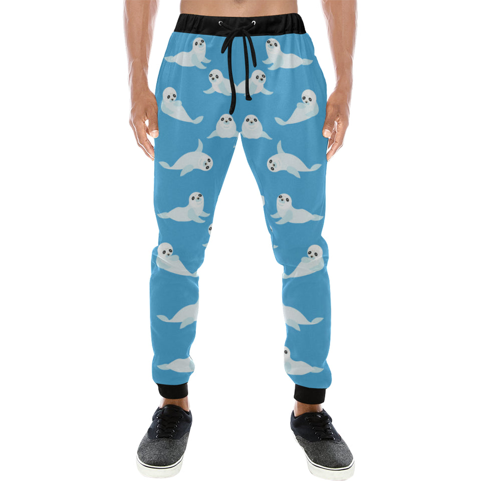 Cute sea lion seal pattern background Unisex Casual Sweatpants