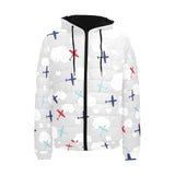 Airplane cloud grey background Men's Padded Hooded Jacket