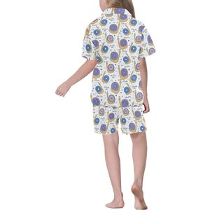 Snail Pattern Print Design 05 Kids' Boys' Girls' V-Neck Short Pajama Set