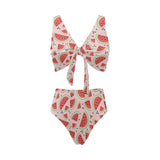 Watermelon pattern Chest Bowknot High Waisted Bikini Swimsuit