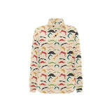 Mustache Beard Pattern Print Design 03 Women's Long Sleeve Polo Shirt