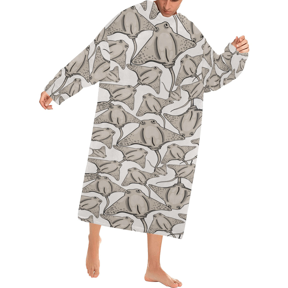 Stingray Pattern Print Design 05 Blanket Robe with Sleeves