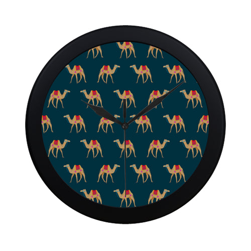 Camel pattern blue blackground Elegant Black Wall Clock