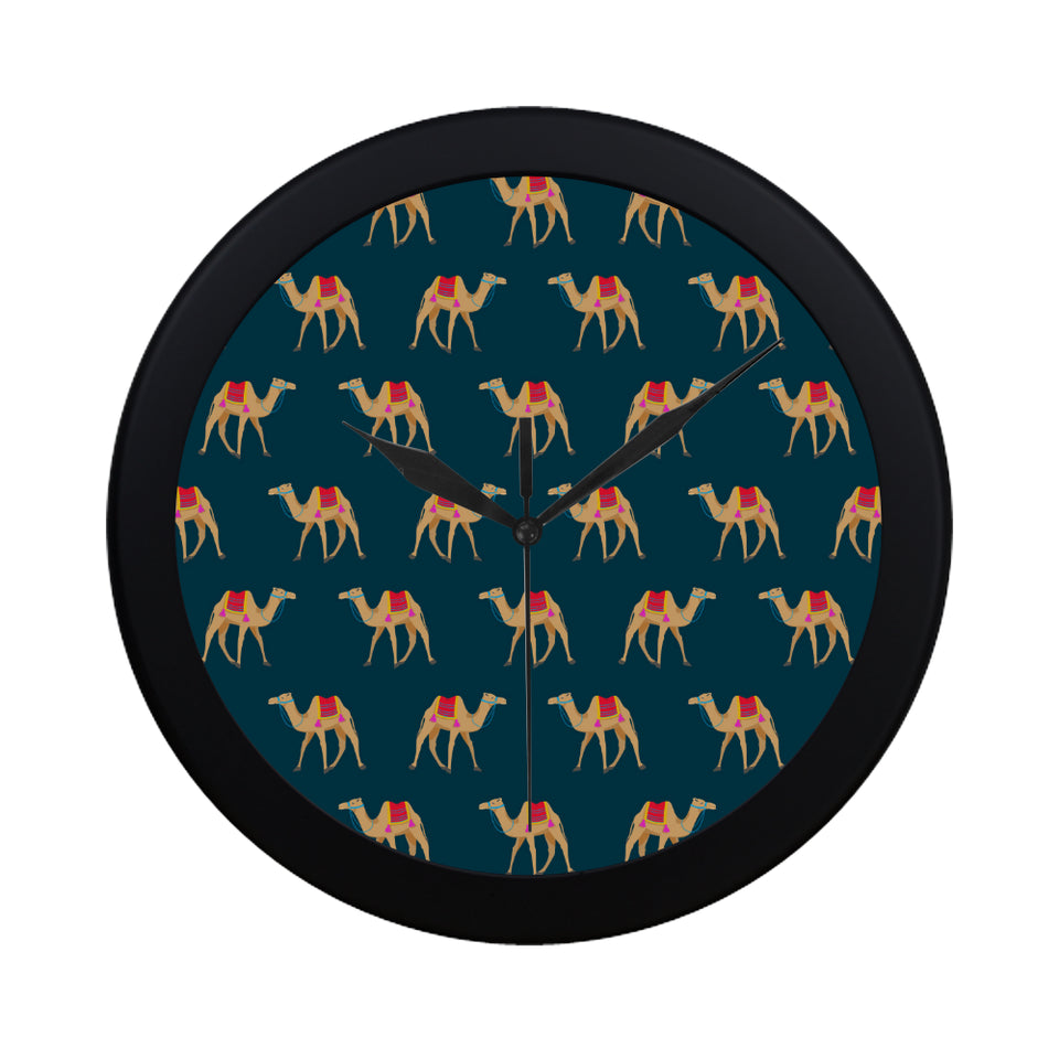 Camel pattern blue blackground Elegant Black Wall Clock