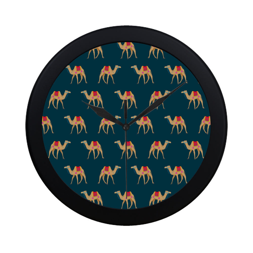 Camel pattern blue blackground Elegant Black Wall Clock