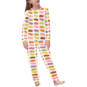 Hippopotamus Pattern Print Design 01 Kids' Boys' Girls' All Over Print Pajama Set