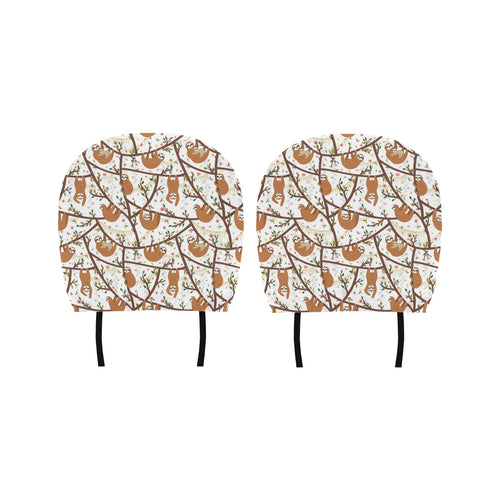 Sloths hanging on the tree pattern Car Headrest Cover