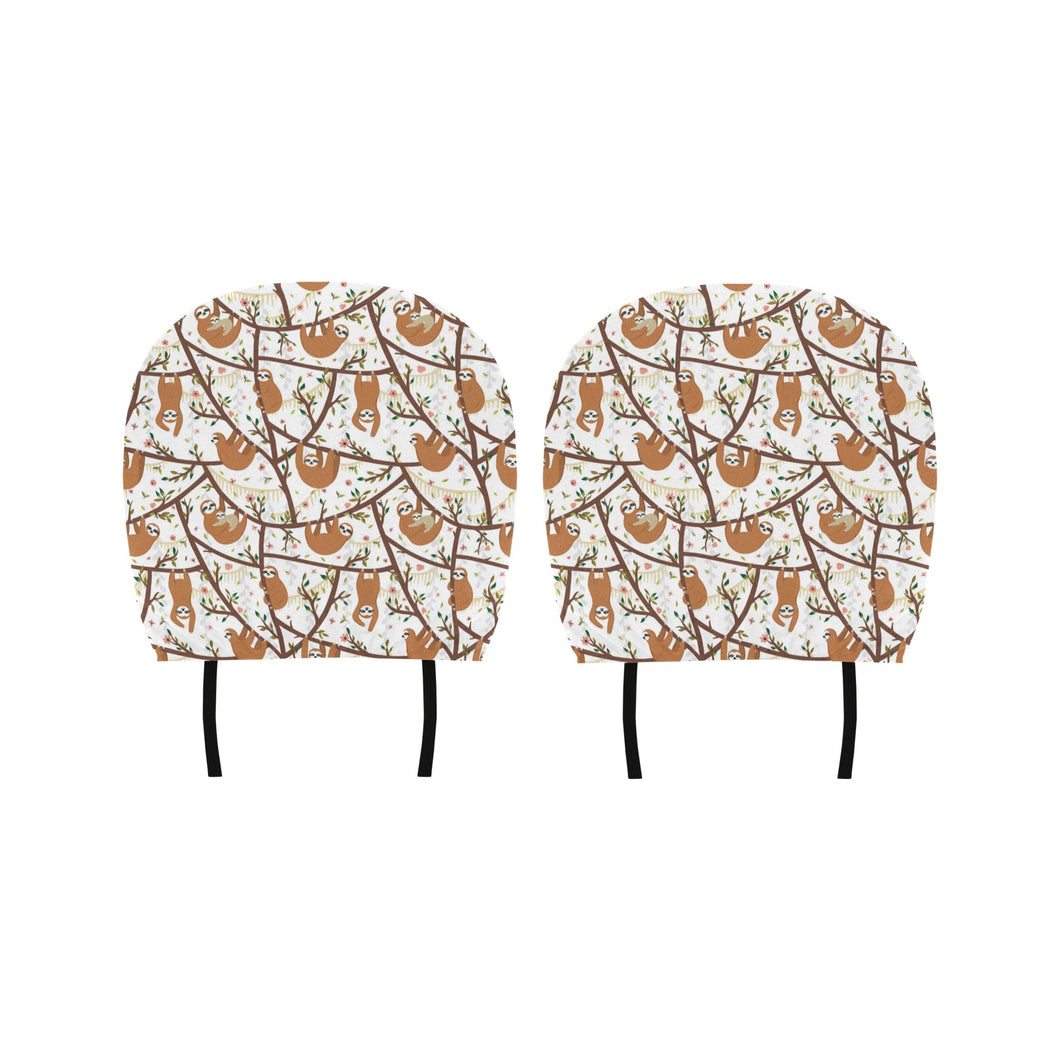 Sloths hanging on the tree pattern Car Headrest Cover