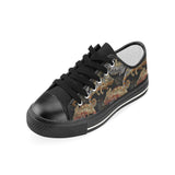 Chameleon lizard tropical leaves palm tree Kids' Boys' Girls' Low Top Canvas Shoes Black