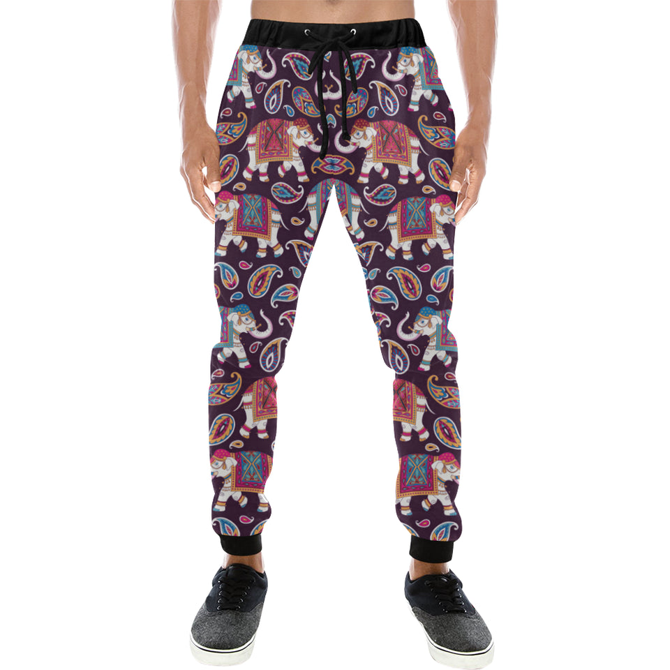 Elephant indian style ornament pattern Unisex Casual Sweatpants