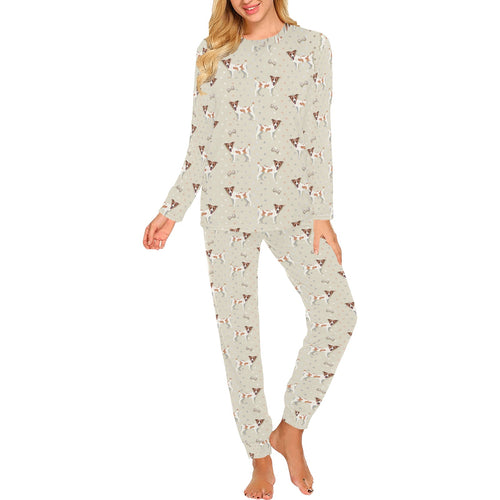 Jack Russel Pattern Print Design 02 Women's All Over Print Pajama Set
