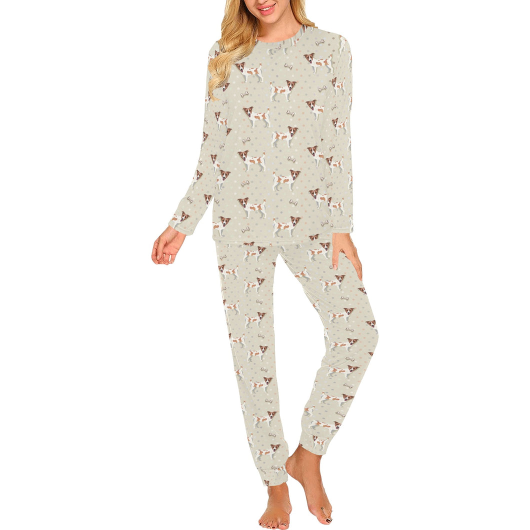 Jack Russel Pattern Print Design 02 Women's All Over Print Pajama Set