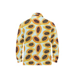 Watercolor papaya pattern Men's Long Sleeve Polo Shirt