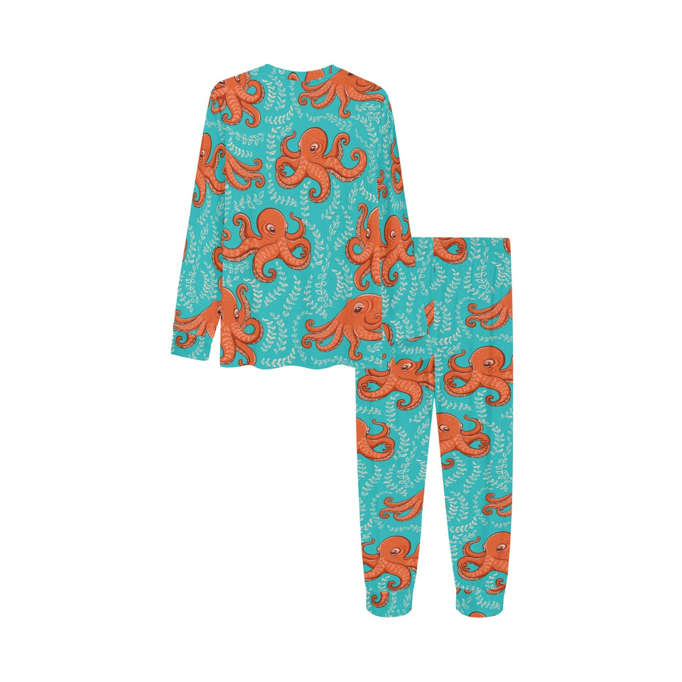 Octopus turquoise background Kids' Boys' Girls' All Over Print Pajama Set