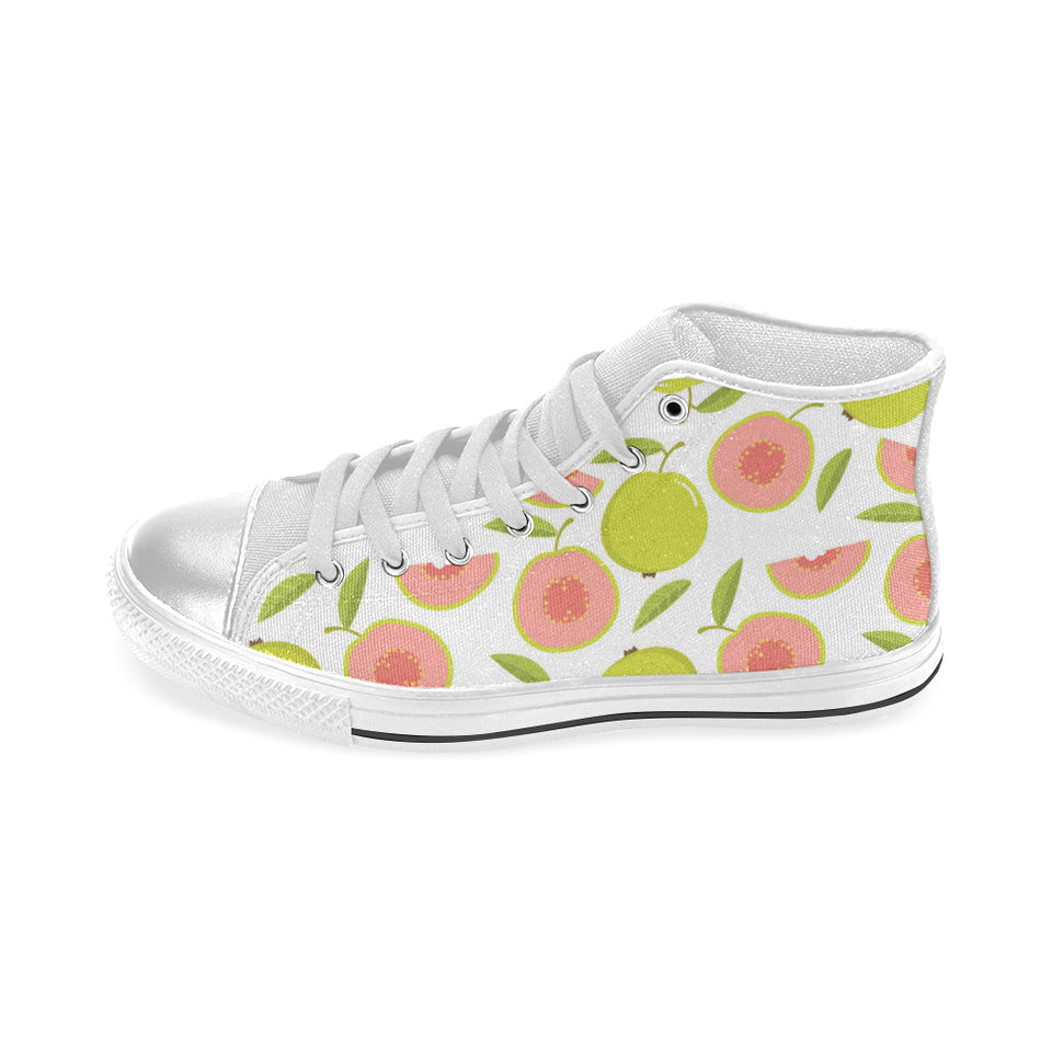 Guava pattern Women's High Top Canvas Shoes White