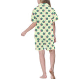 Snail Pattern Print Design 04 Kids' Boys' Girls' V-Neck Short Pajama Set