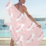 White swan and flower love pattern Beach Towel