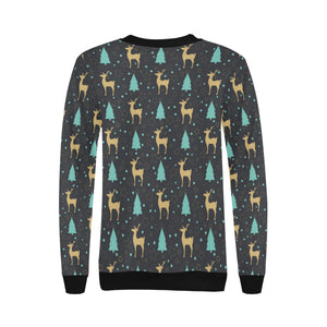 Deers star tree pattern Women's Crew Neck Sweatshirt