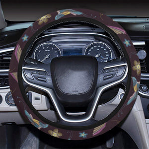 Hummingbird Pattern Print Design 04 Car Steering Wheel Cover