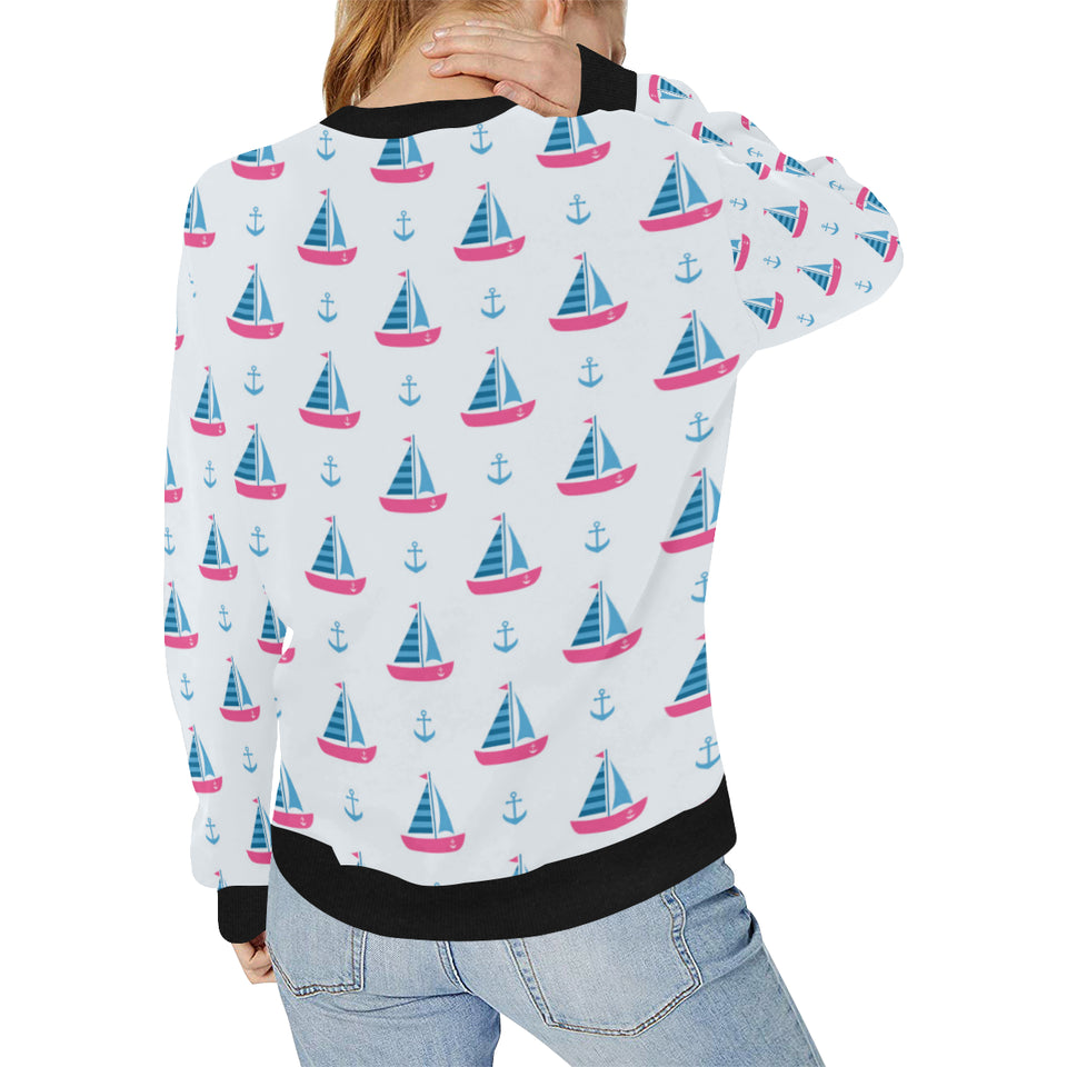 Sailboat anchor pattern Women's Crew Neck Sweatshirt