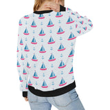 Sailboat anchor pattern Women's Crew Neck Sweatshirt