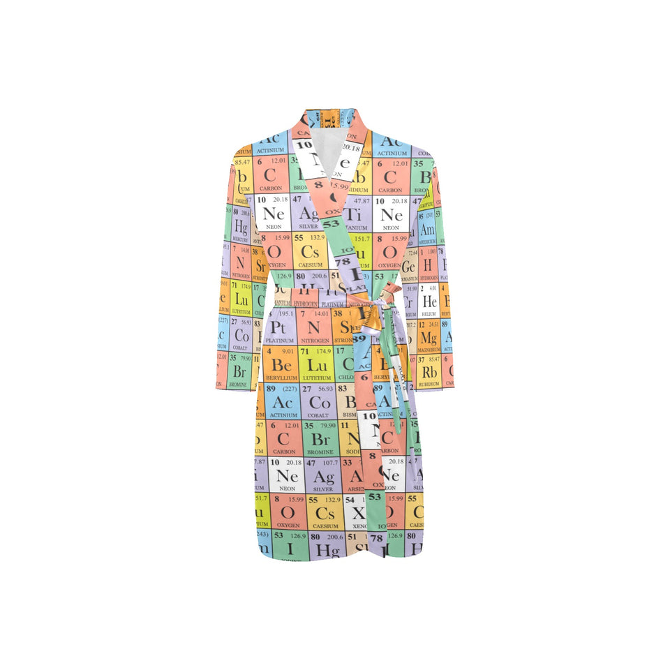 Chemistry Periodic Table Pattern Print Design 01 Men's Long Sleeve Belted Night Robe