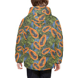Colorful papaya tropical leaves Kids' Boys' Girls' Padded Hooded Jacket