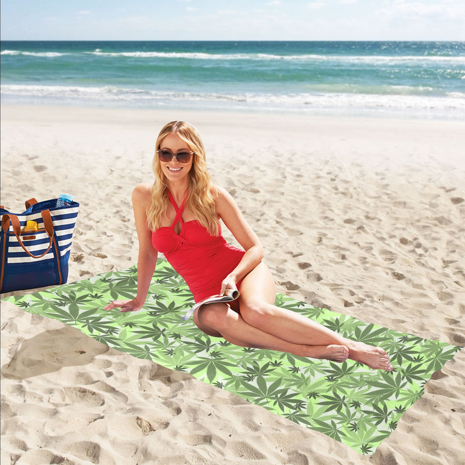 Canabis Marijuana Weed Pattern Print Design 01 Beach Towel