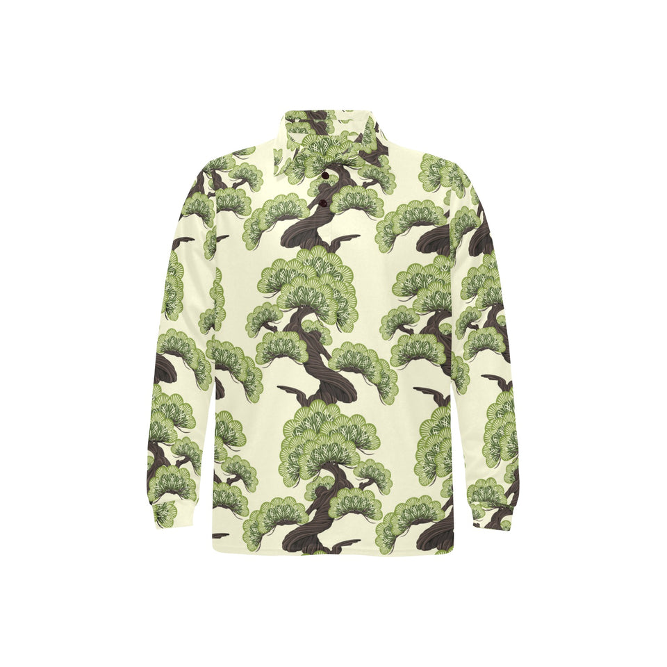 Bonsai pattern Men's Long Sleeve Polo Shirt