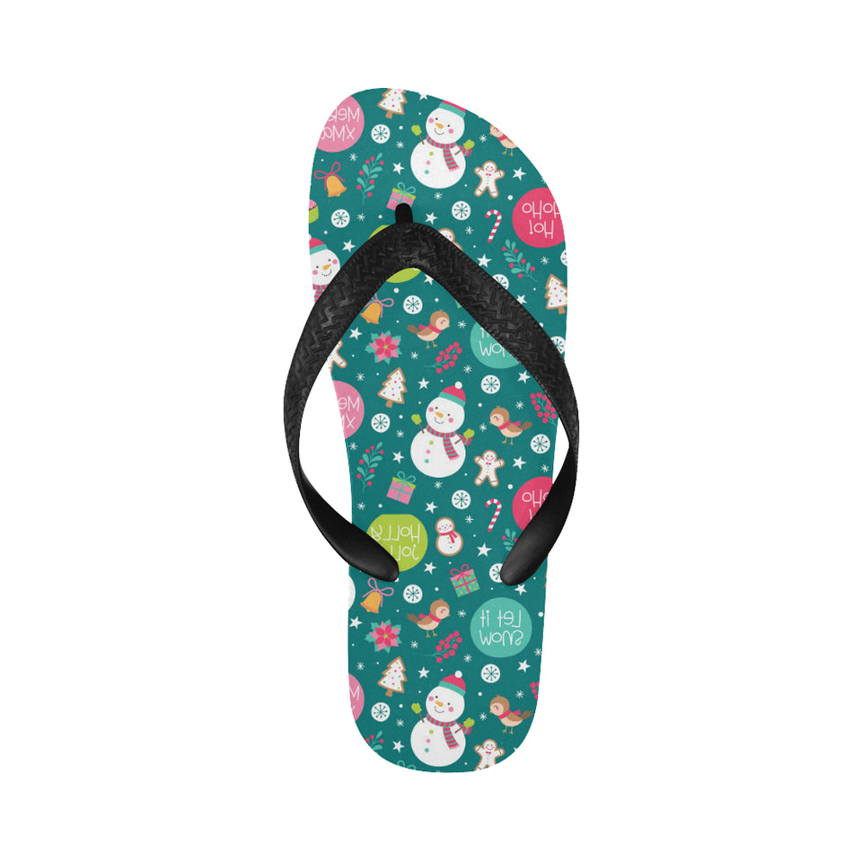 Snowman bird decorative elements christmas pattern Unisex Flip Flops