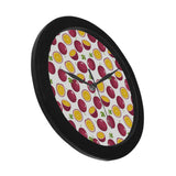 Passion fruit design pattern Elegant Black Wall Clock