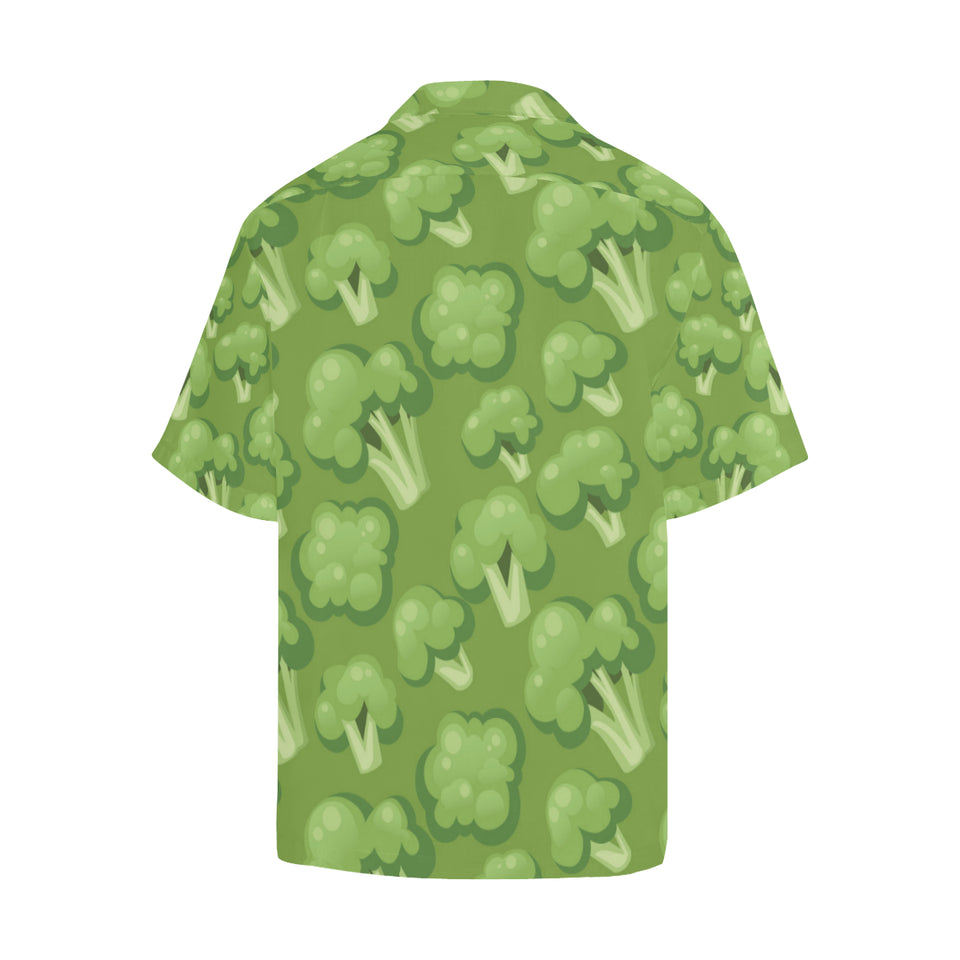 Broccoli pattern green background Men's All Over Print Hawaiian Shirt