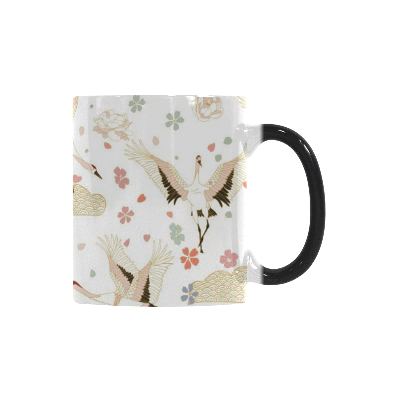 Beautiful Japanese cranes pattern Morphing Mug Heat Changing Mug