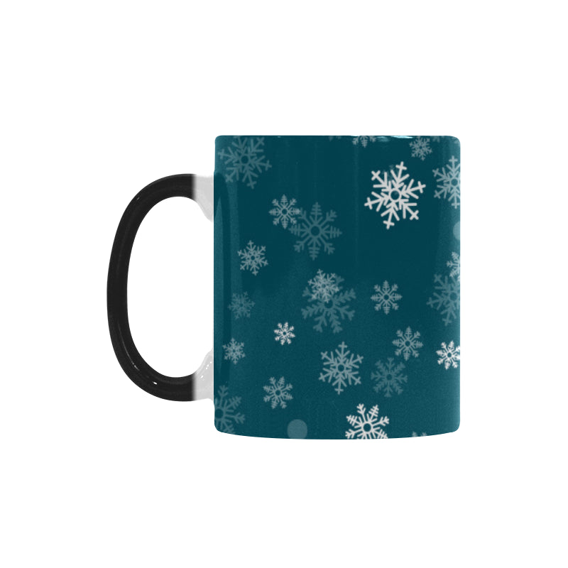 Snowflake pattern dark background Morphing Mug Heat Changing Mug