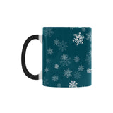 Snowflake pattern dark background Morphing Mug Heat Changing Mug