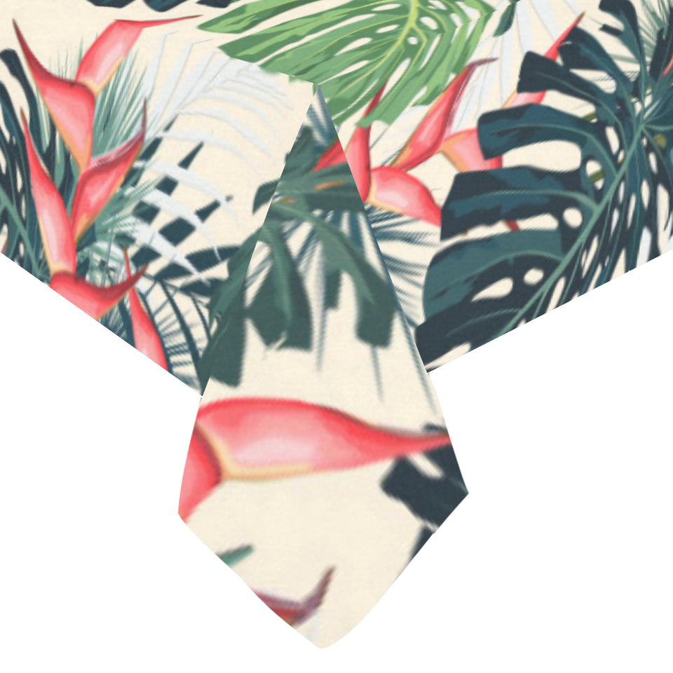 heliconia flowers, palm and monstera leaves Tablecloth