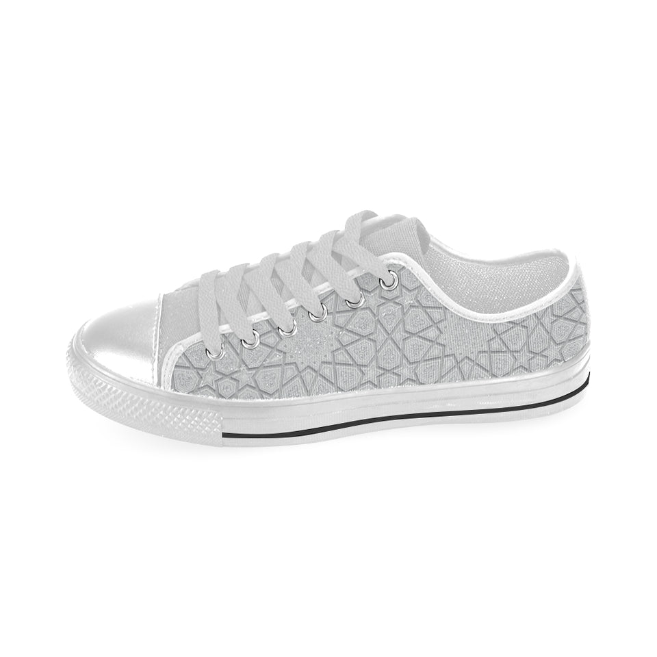 arabic star pattern Men's Low Top Shoes White
