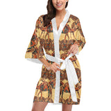Camel polynesian tribal design pattern Women's Short Kimono Robe