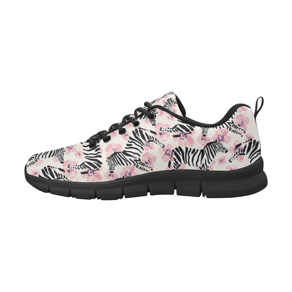 Zebra pink flower background Men's Sneaker Shoes