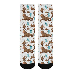 sea lion Seals jellyfish pattern Crew Socks